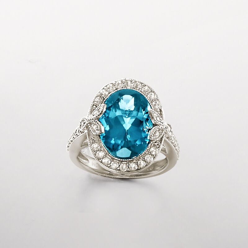 7.89 ct. t.w. London Blue and White Topaz Ring with Diamonds in Sterling Silver image number 4