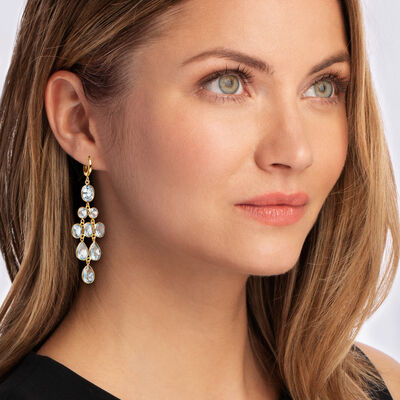 33.00 ct. t.w. Sky Blue Topaz Chandelier Earrings in 18kt Gold Over Sterling