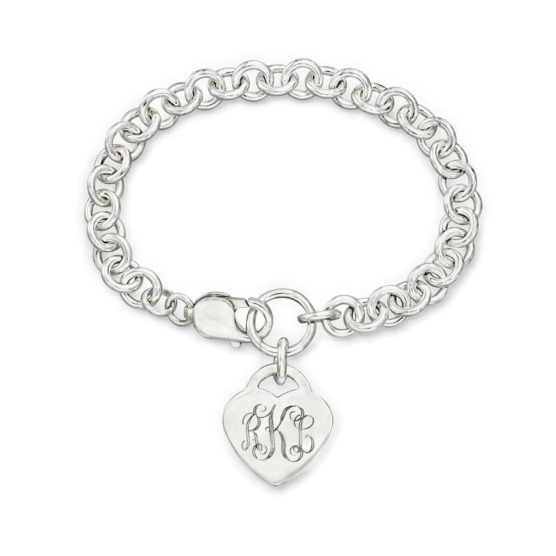 Plain - Sterling Silver Heart Charm Bracelet. 7" image number 0
