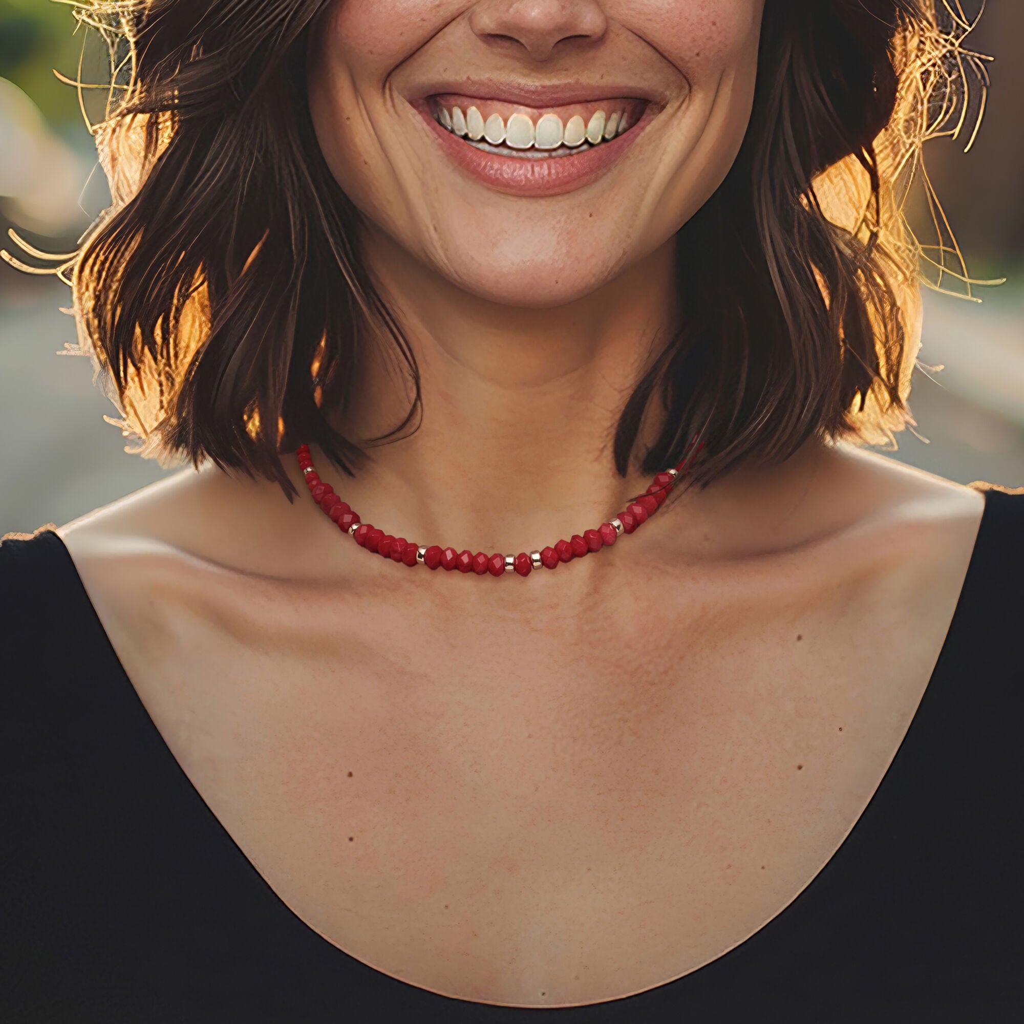 4.5-8mm Red Coral Bead Graduated Necklace with 14kt Yellow Gold