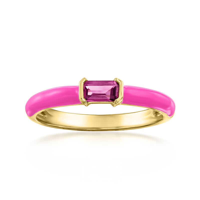 .30 Carat Rhodolite Garnet and Pink Enamel Ring in 18kt Gold Over Sterling image number 0