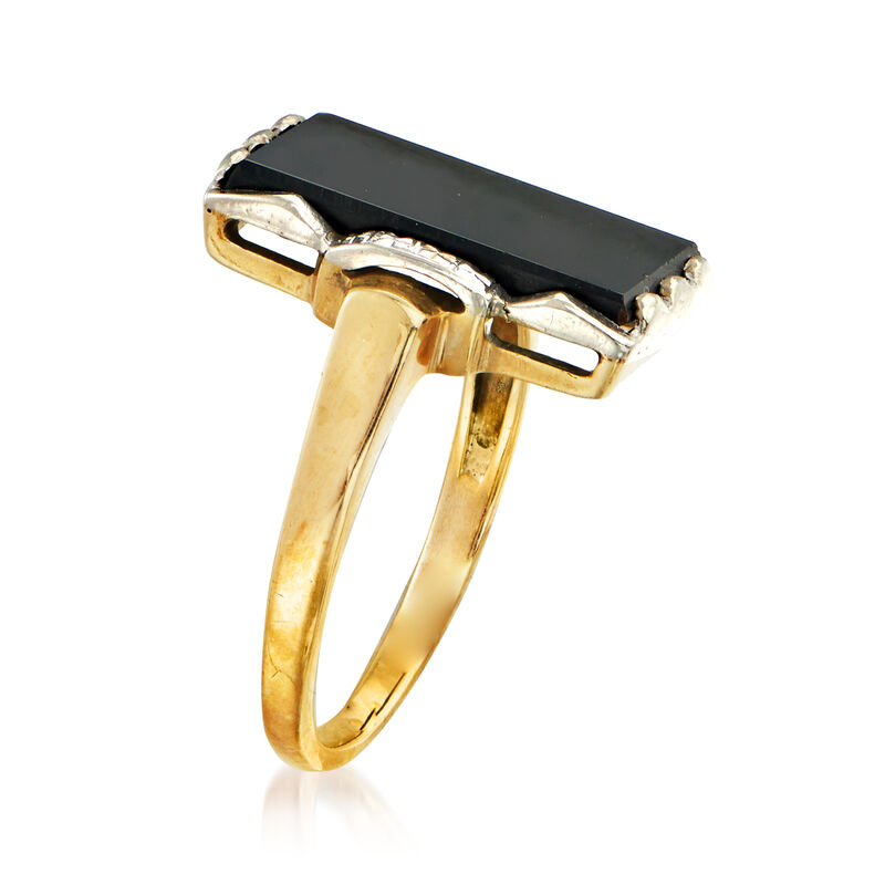 C. 1950 Vintage Black Onyx Ring in 10kt Two-Tone Gold image number 2