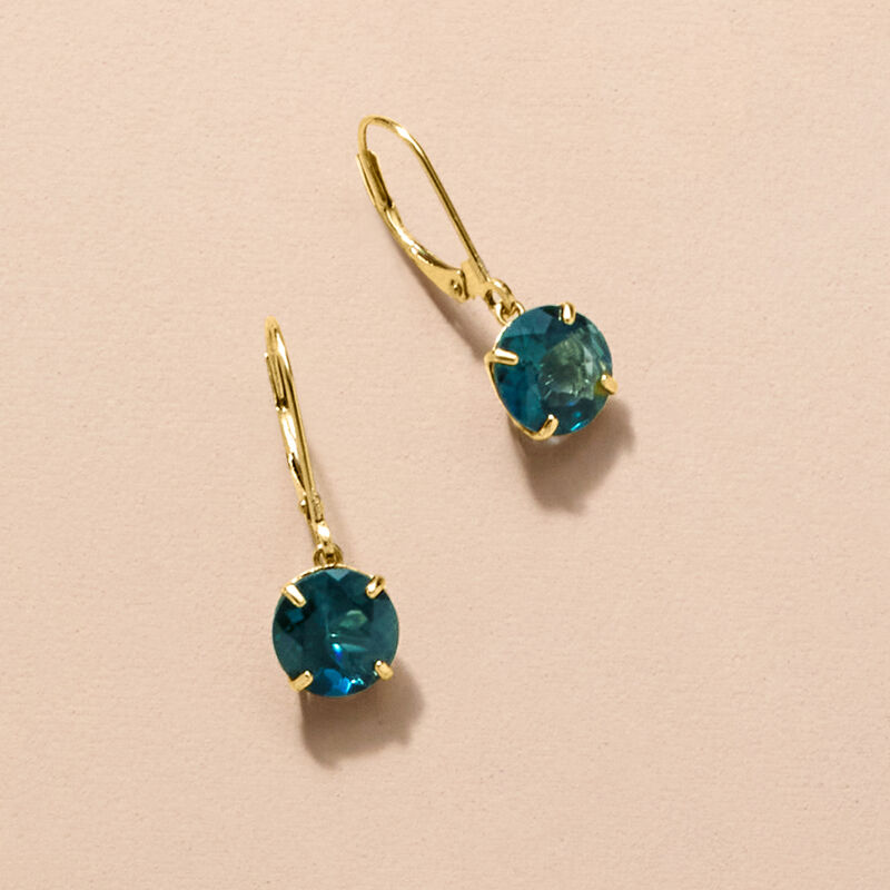 5.00 ct. t.w. London Blue Topaz Drop Earrings in 14kt Yellow Gold image number 2