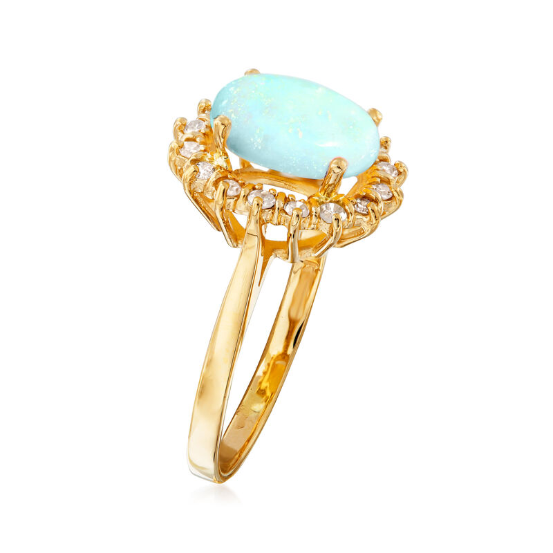 C. 1970 Vintage Opal and .35 ct. t.w. Diamond Ring in 14kt Yellow Gold image number 2