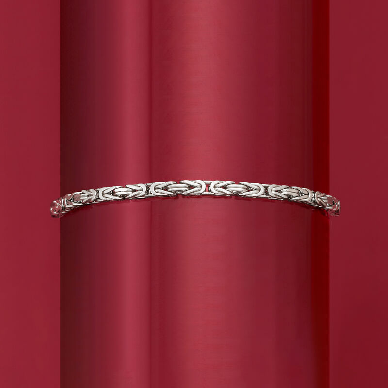 2.3mm Sterling Silver Square Byzantine Bracelet image number 2