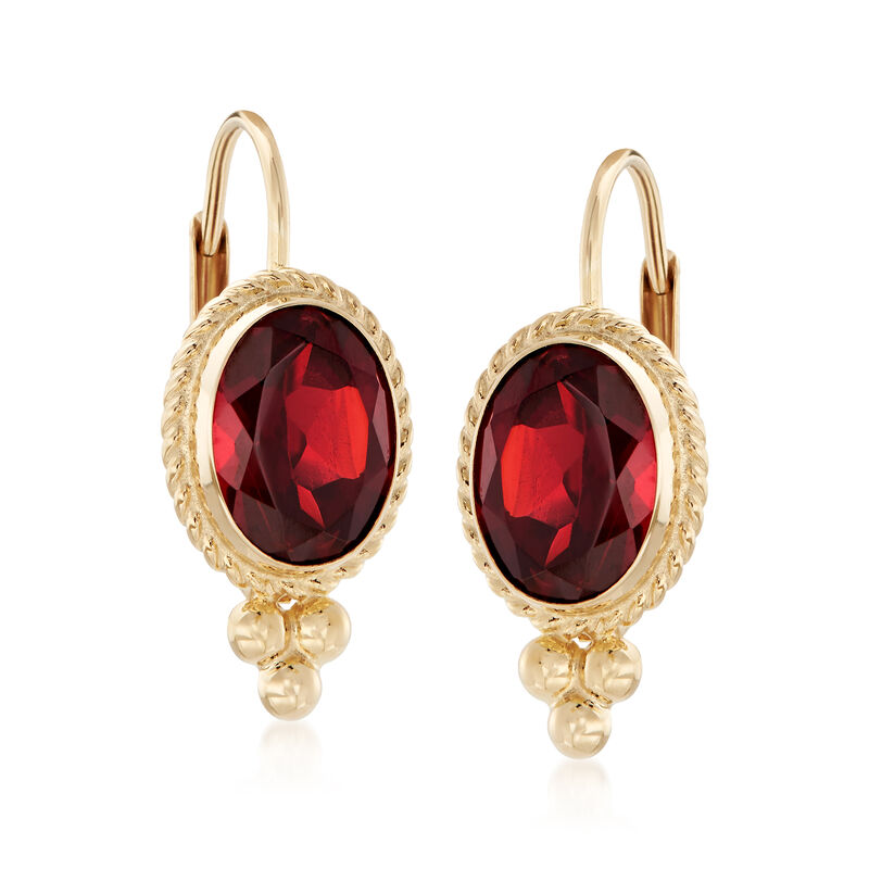 1.60 ct. t.w. Garnet Roped-Edge Drop Earrings in 14kt Yellow Gold image number 0