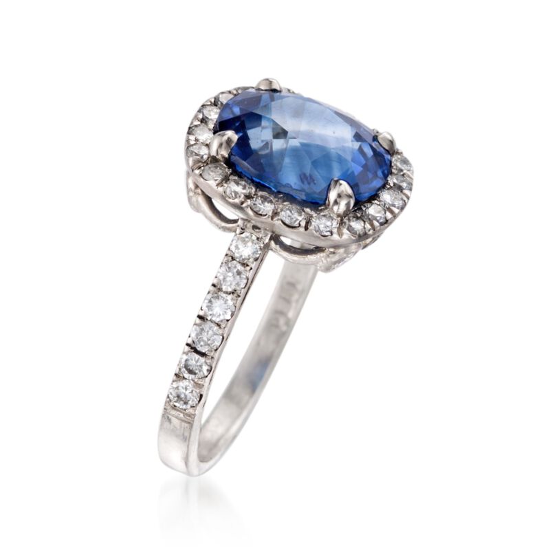 C. 2000 Vintage 4.19 Carat Sapphire and .75 ct. t.w. Diamond Ring in Platinum. Size 4.5 image number 2