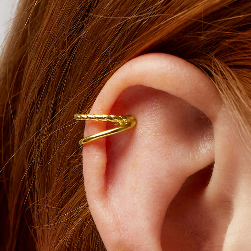 18kt Gold Over Sterling Jewelry Set: Three Ear Cuffs image number 5