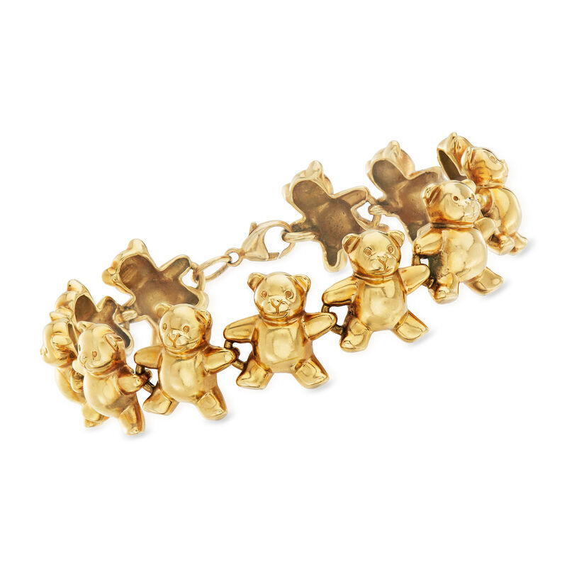 C. 1990 Vintage 14kt Yellow Gold Teddy Bear Bracelet image number 0