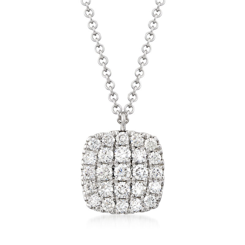Gabriel Designs .50 ct. t.w. Diamond Square Pendant Necklace in 14kt White Gold. 15.5&quot; image number 1