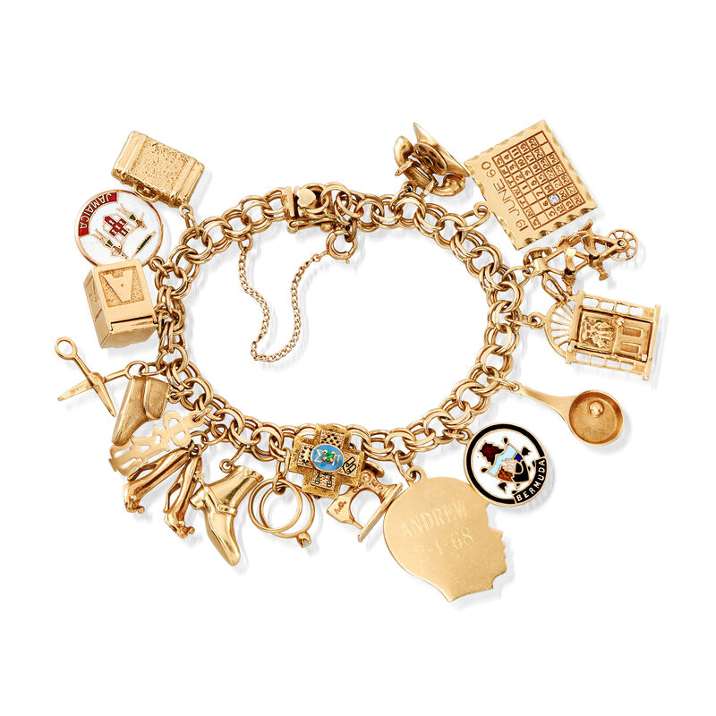 C. 1970 Vintage 14kt Yellow Gold Multi-Charm Bracelet image number 0