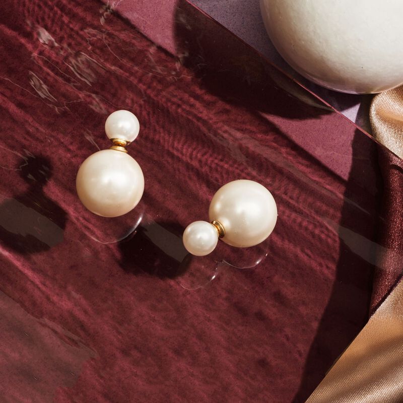 8-16.5mm Shell Pearl Front-Back Earrings in 14kt Yellow Gold image number 4
