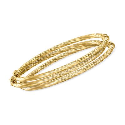 Italian 14kt Yellow Gold Jewelry Set: Three Twisted Bangle Bracelets