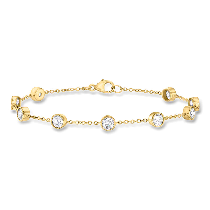 2.00 ct. t.w. Bezel-Set CZ Station Bracelet in 18kt Gold Over Sterling image number 0