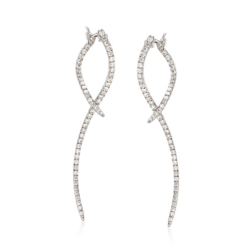 Gabriel Designs .47 ct. t.w. Diamond Double-Wave Drop Earrings in 14kt White Gold image number 0