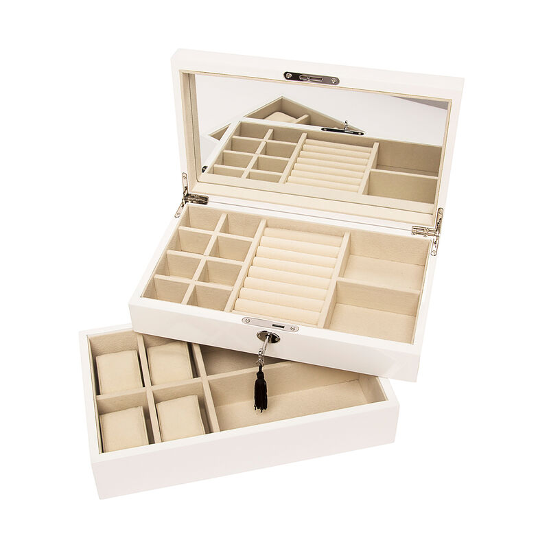 Brouk & Co. White Stackable Wooden Jewelry Box and Watch Tray image number 0
