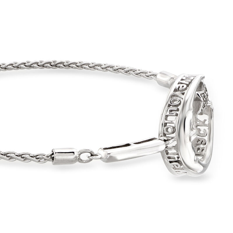 Diamond &quot;Love You to the Moon and Back&quot; Star and Moon Bolo Bracelet in Sterling Silver image number 4