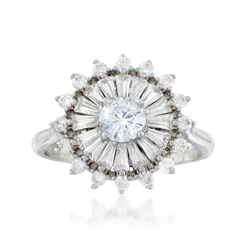 1.70 ct. t.w. CZ Starburst Ring in Sterling Silver image number 0