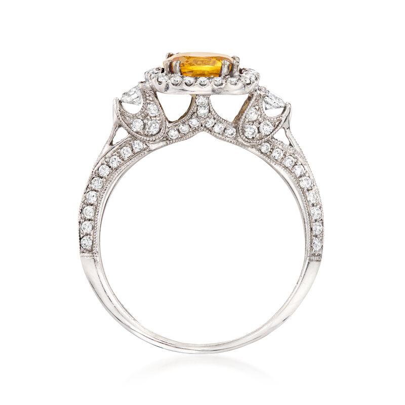 C. 2000 Vintage 1.00 Carat Orange Citrine Ring with .85 ct. t.w. Diamonds in 18kt White Gold. Size 6.75 image number 3