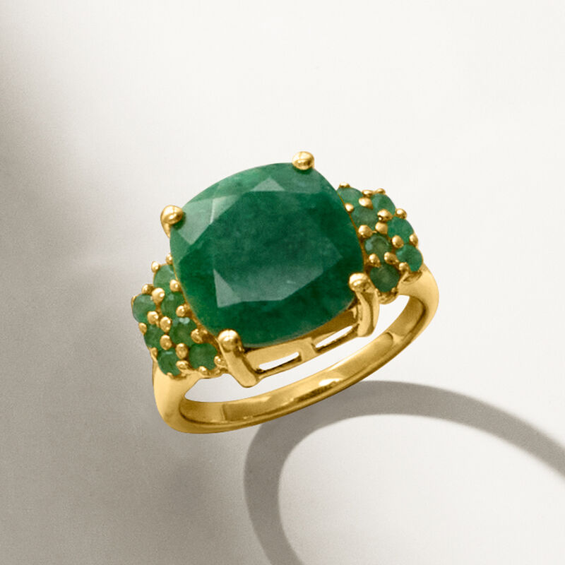 6.90 ct. t.w. Emerald Ring in 18kt Gold Over Sterling image number 3