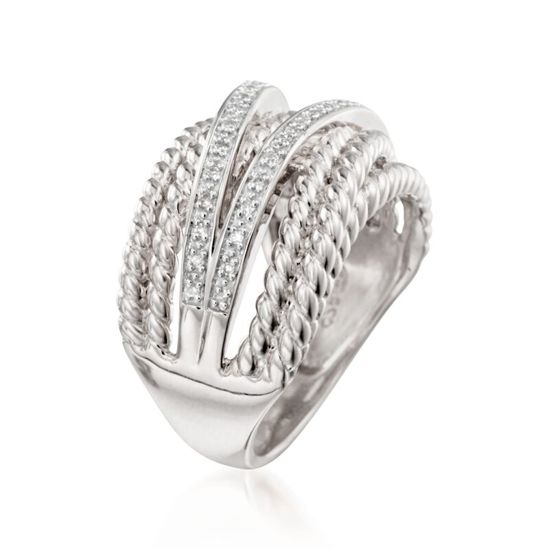 .10 ct. t.w. Diamond Twisted Highway Ring in Sterling Silver image number 2