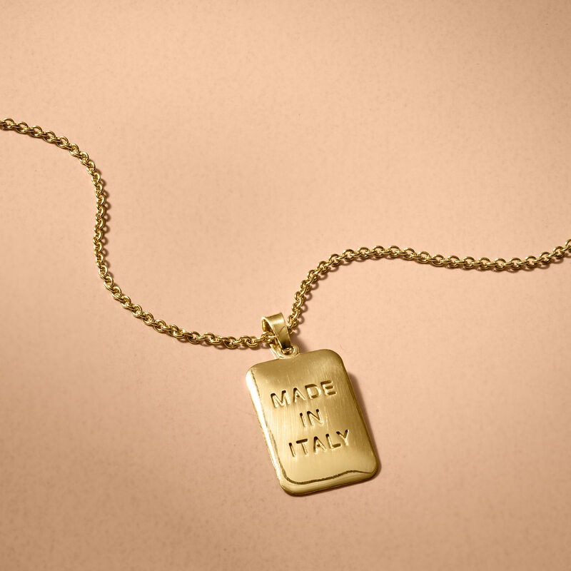 Italian 18kt Gold Over Sterling "Made in Italy" Tag Pendant Necklace. 18" image number 2