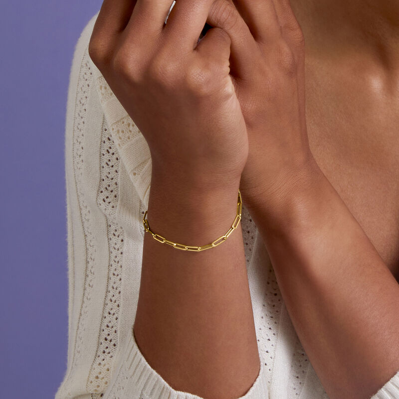 Italian 14kt Yellow Gold Paper Clip Link Bracelet image number 4