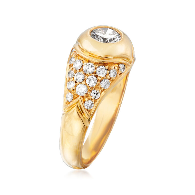 C. 1980 Vintage Bulgari .90 ct. t.w. Diamond Ring in 18kt Yellow Gold. Size 5.5 image number 2