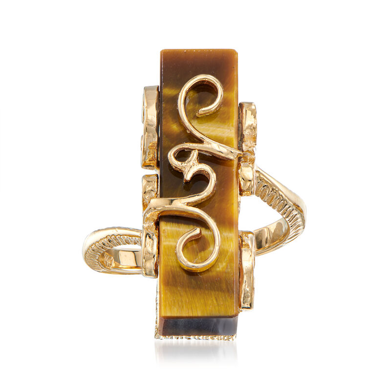C. 1965 Vintage Tiger Eye Swirl Ring in 14kt Yellow Gold image number 0