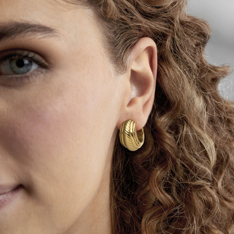 Italian 18kt Gold Over Sterling Twisted Hoop Earrings. 7/8" image number 1