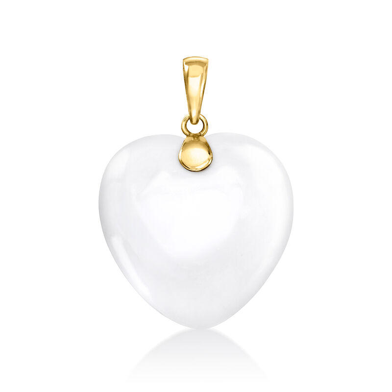 White Agate Heart Pendant in 10kt Yellow Gold  image number 1