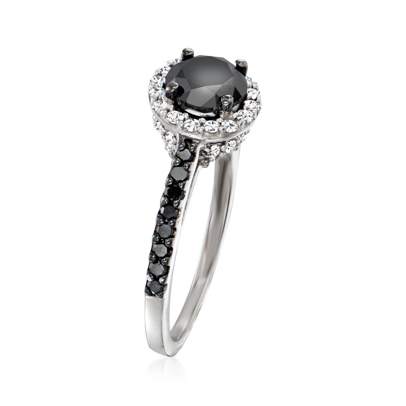 1.50 ct. t.w. Black and White Diamond Halo Ring in Sterling Silver image number 2
