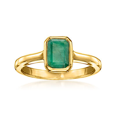 1.00 Carat Emerald Ring in 18kt Gold Over Sterling