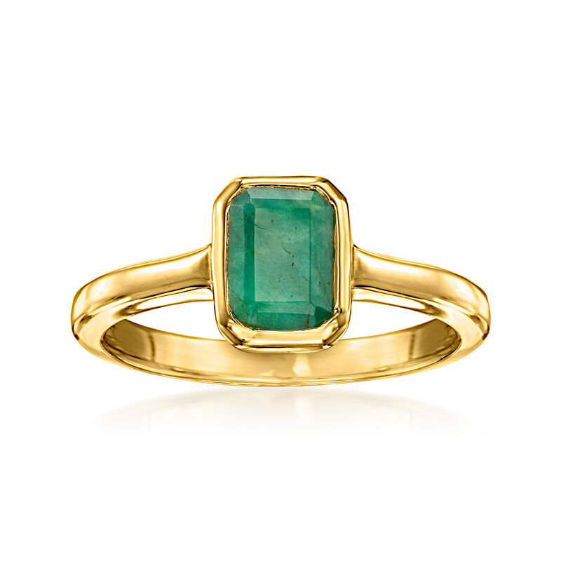 1.00 Carat Emerald Ring in 18kt Gold Over Sterling image number 0