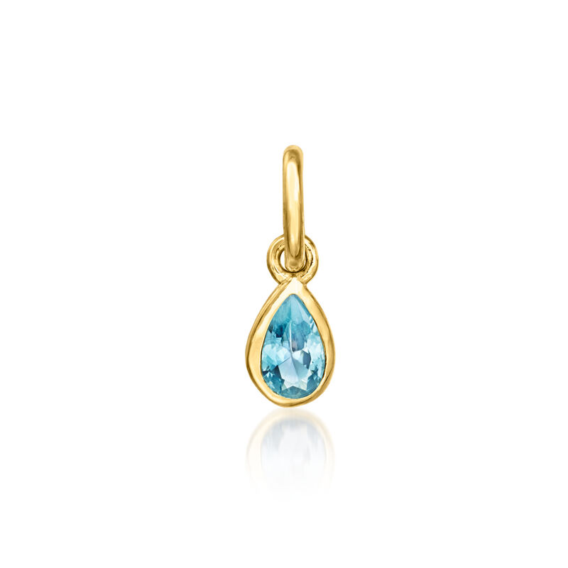 March/Aquamarine - Pear-Shaped Birthstone Charm in 14kt Yellow Gold  image number 0