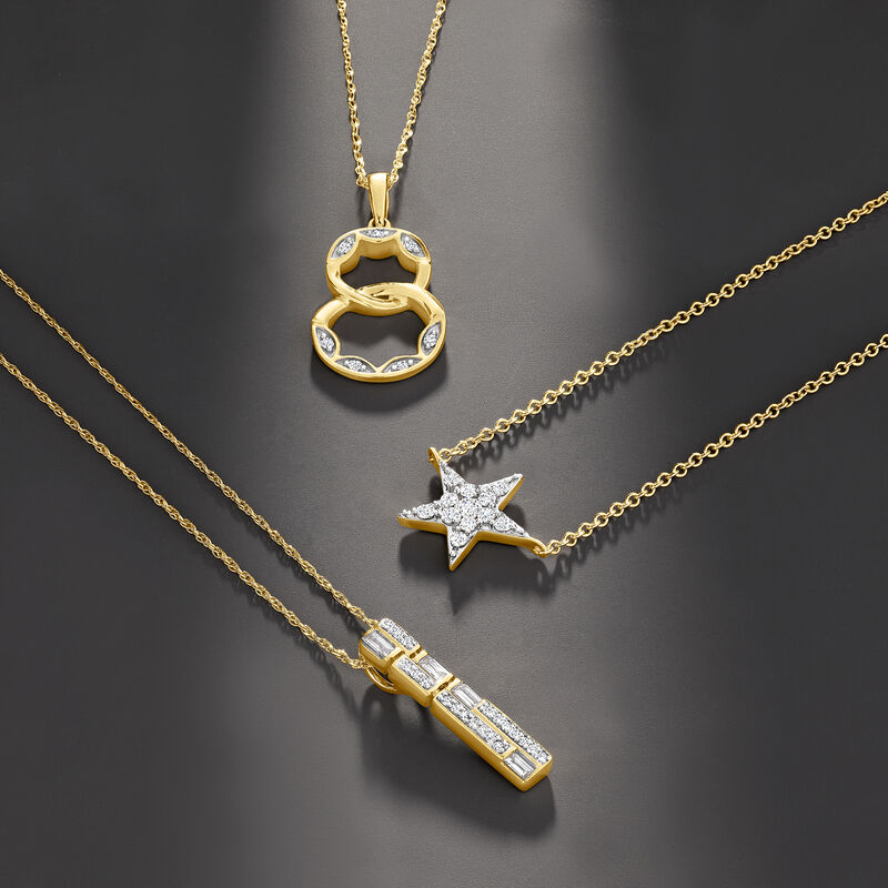 .20 ct. t.w. Pave Diamond Star Necklace in 14kt Yellow Gold image number 2