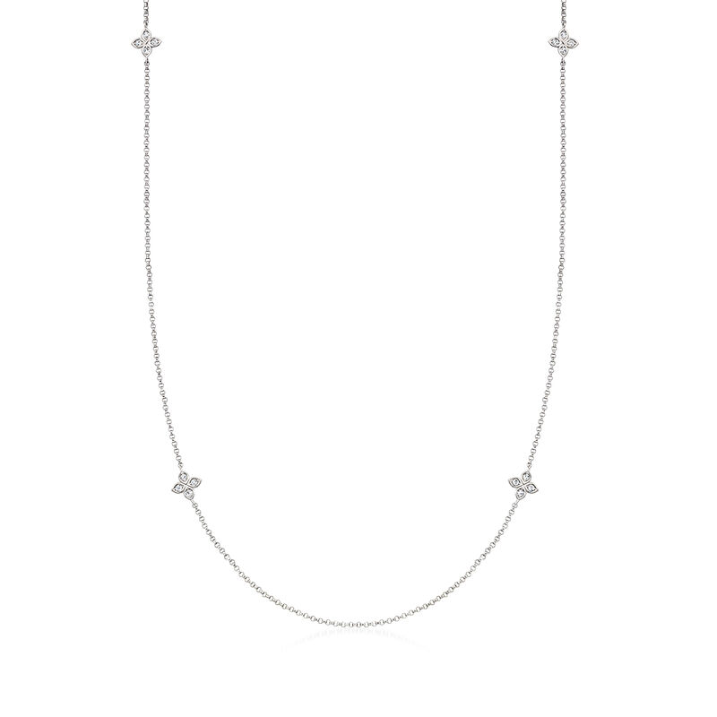 Roberto Coin &quot;Diamonds by the Inch&quot; .20 ct. t.w. Diamond Station Necklace in 18kt White Gold. 23.5&quot; image number 1