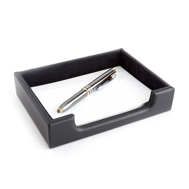 Royce Personalized Black Leather Desk Note Tray Organizer image number 2