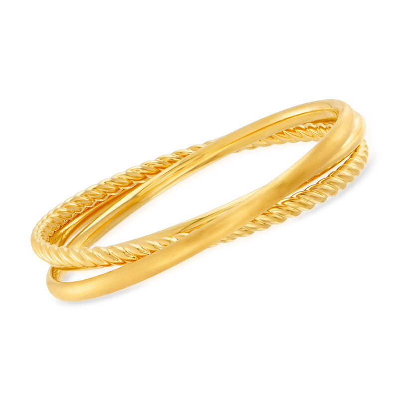 Italian Andiamo 14kt Yellow Gold Interlocking Bangle Bracelets image number 0