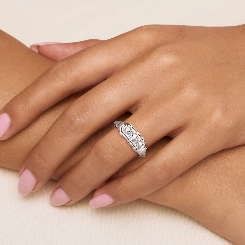 C. 1960 Vintage .45 ct. t.w. Diamond Filigree Ring in 18kt White Gold. Size 7 image number 1
