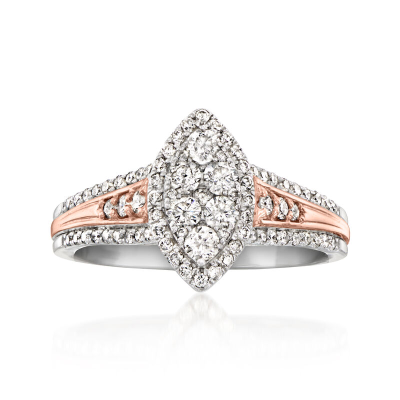 C. 2000 Vintage .66 ct. t.w. Diamond Cluster Ring in 14kt Two-Tone Gold. Size 7 image number 0