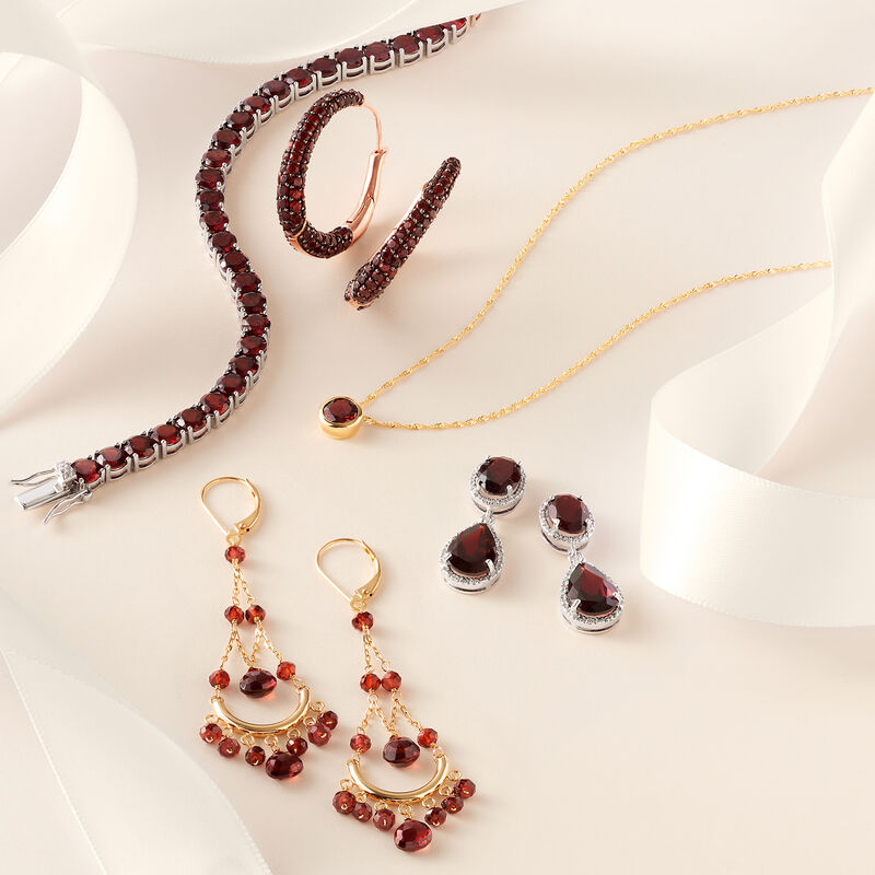 1.00 Carat Bezel-Set Garnet Solitaire Necklace in 14kt Yellow Gold. 20" image number 2