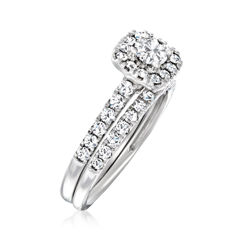 1.00 ct. t.w. Diamond Bridal Set: Engagement and Wedding Rings in 14kt White Gold image number 2