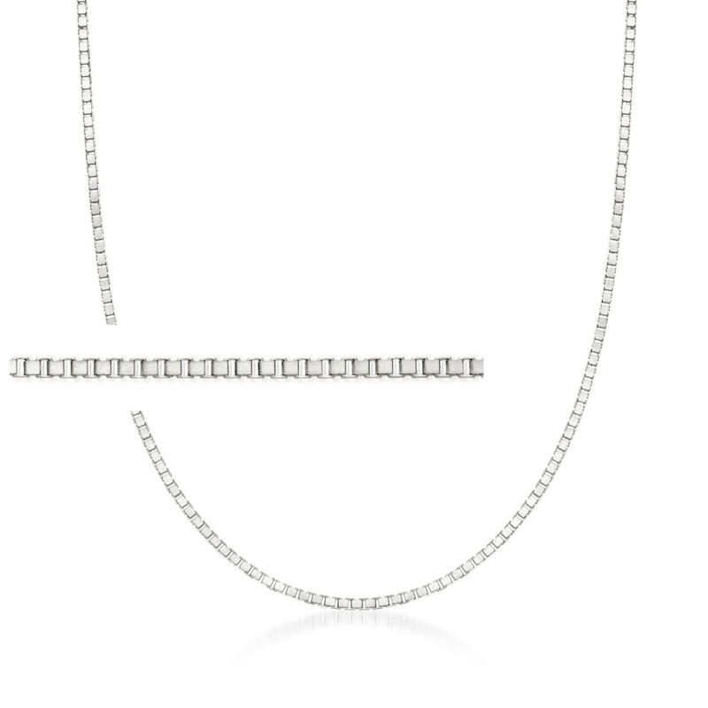 .8mm 14kt White Gold Box-Chain Necklace image number 0