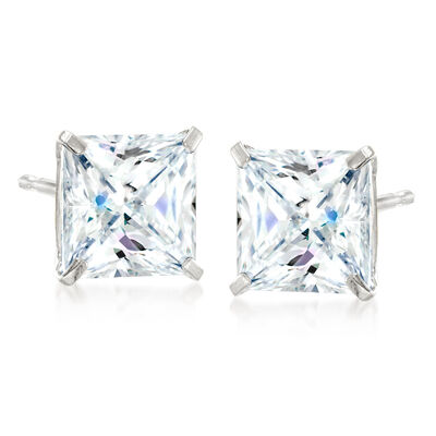 4.00 ct. t.w. Princess-Cut CZ Stud Earrings in 14kt White Gold