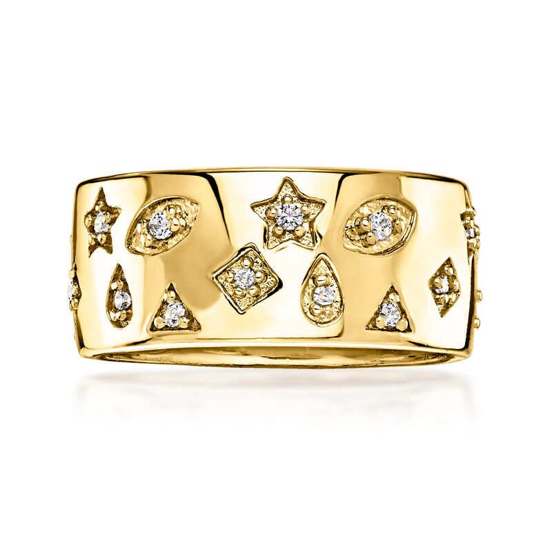 Italian 14kt Yellow Gold-Plated Mixed-Shape Ring with .10 ct. t.w. CZs image number 0
