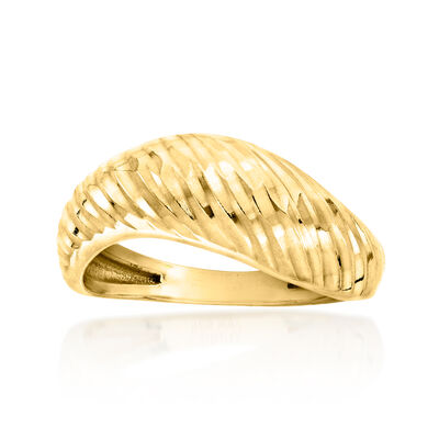 18kt Gold Over Sterling Diamond-Cut Sculptural Ring