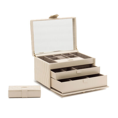 WOLF &quot;Caroline&quot; Ivory Leather Medium Jewelry Box