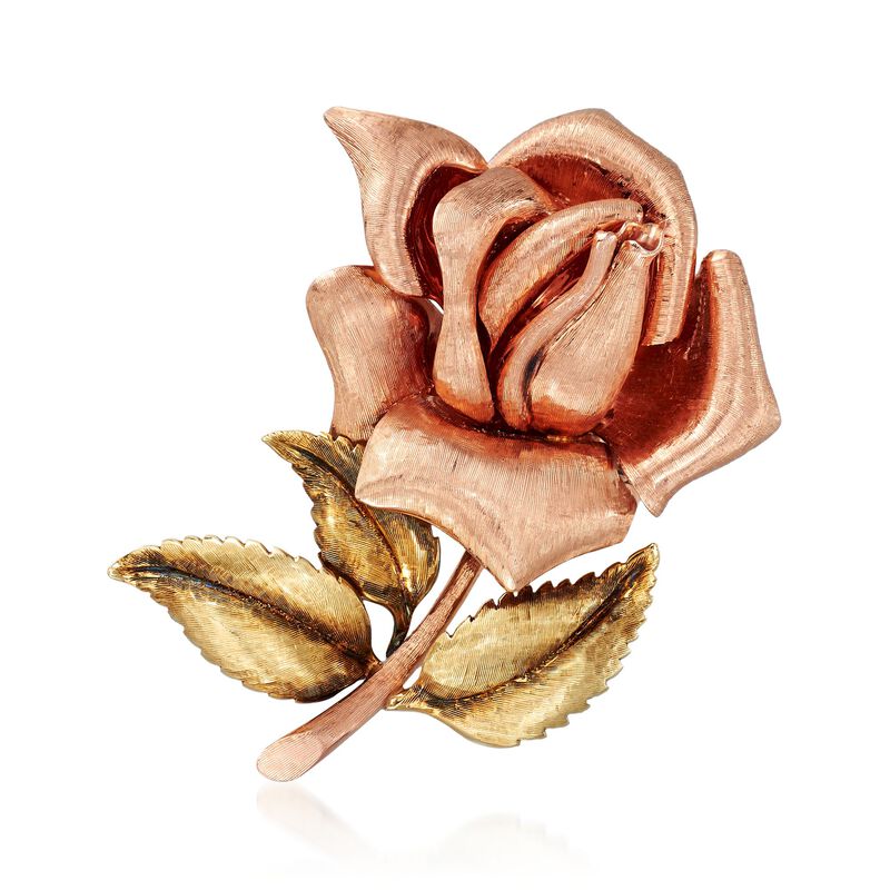 C. 1990 Vintage 14kt Two-Tone Gold Rose Pin  image number 0