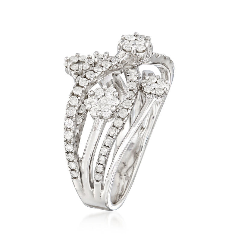 Floral 1.25 ct. t.w. Diamond Highway Ring in Sterling Silver image number 2